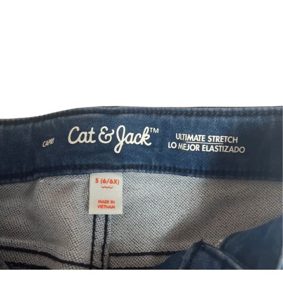 Girls Cat & Jack Adjustable Waist Dark Wash Skinny Blue Jeans Girls Size S 6/6X - Picture 10 of 12